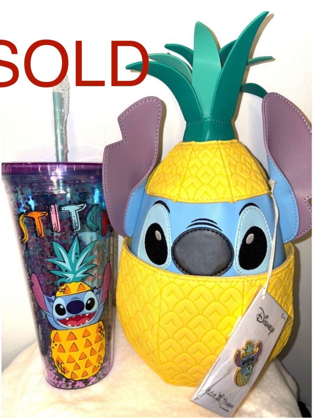 Loungefly Stitch Shoppe Disney Lilo & Stitch Pineapple Crossbody Bag & 32oz Tumb